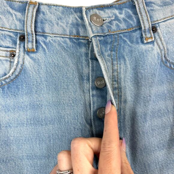 Reformation Tahoe Cynthia Patch High Rise Straight Button Fly Denim Jeans - Picture 7 of 15
